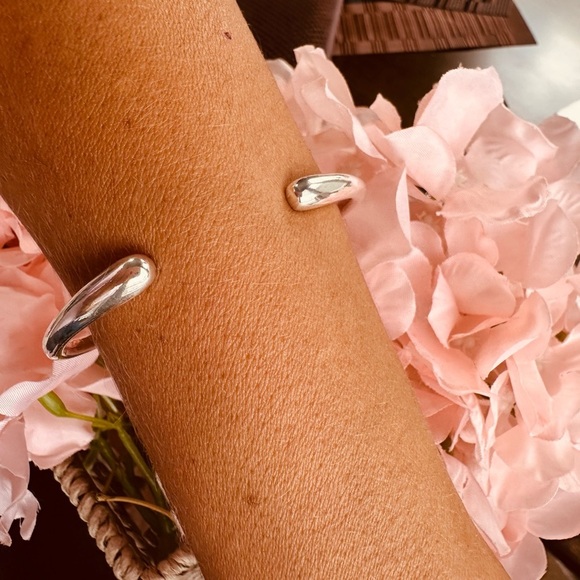 Silver Plated Smooth Open Bangle Bracelet - Picture 5 of 5